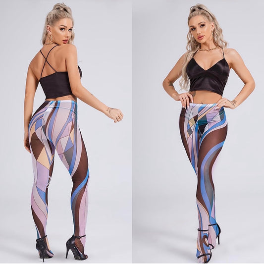 Abstraction print paint leggings