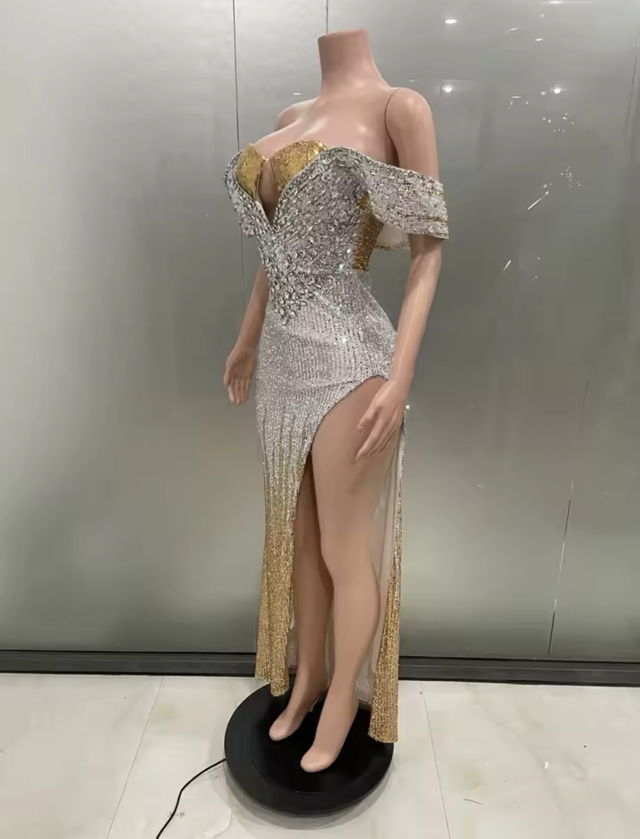 Bareek V sequin gown