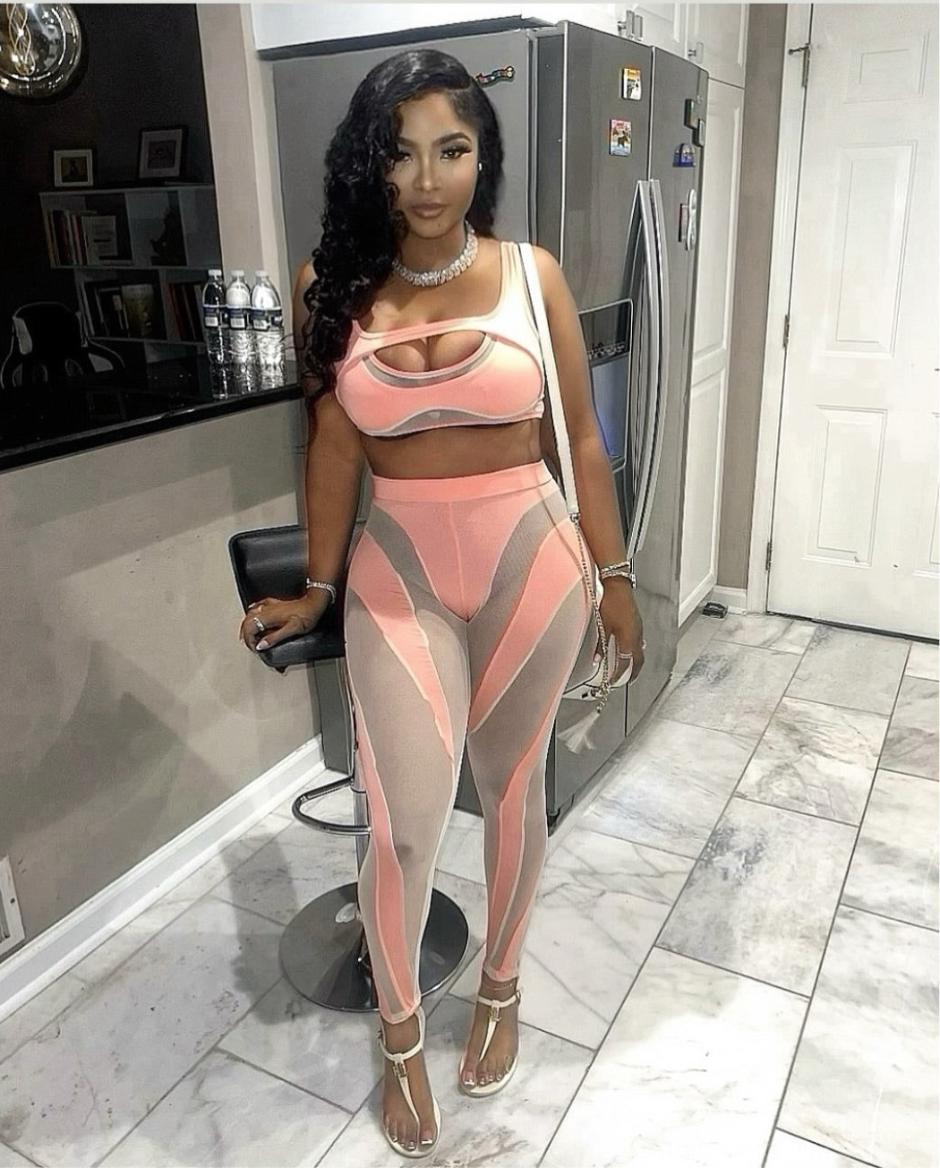 Herviri outline sheer legging set