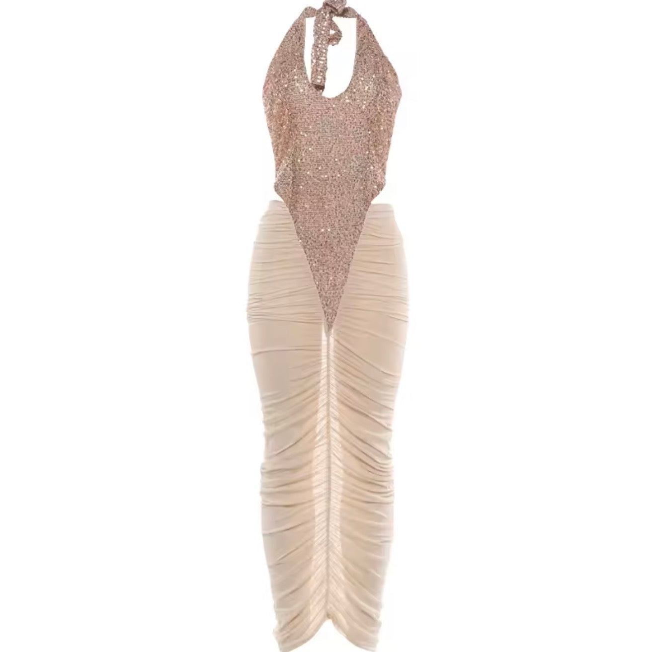 Revianne hip-cut sequin ruched dress