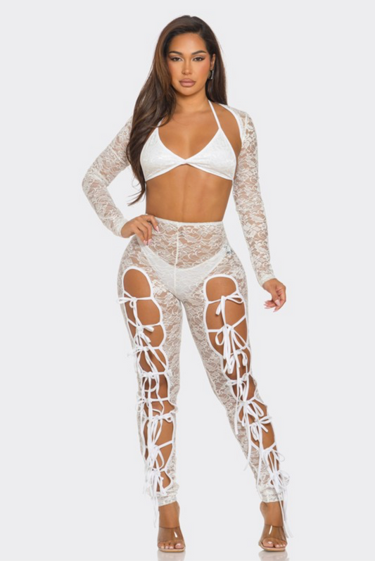 Halli cutout lace leggings set