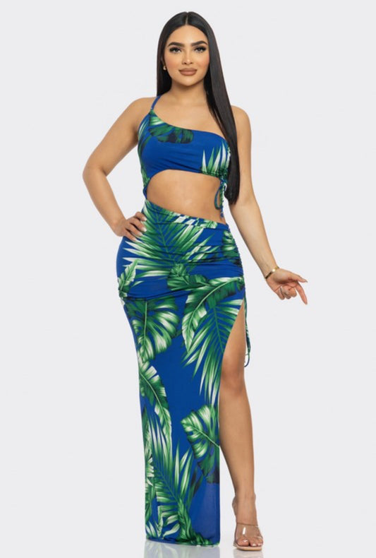 Tahiti leaf maxi dress