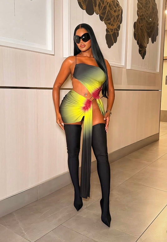 ILaizor splice ombré mini dress