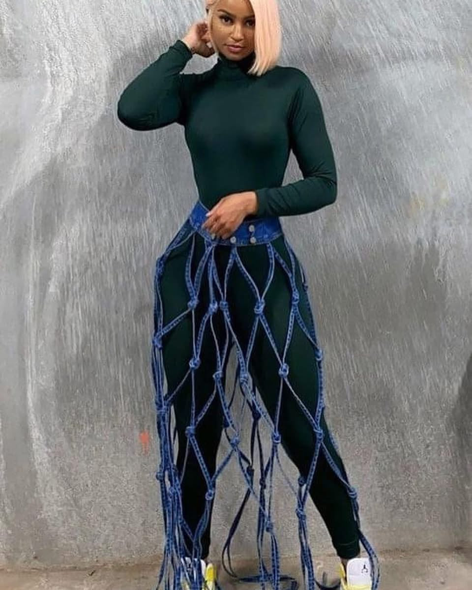 Dream-catcher denim coverup skirt