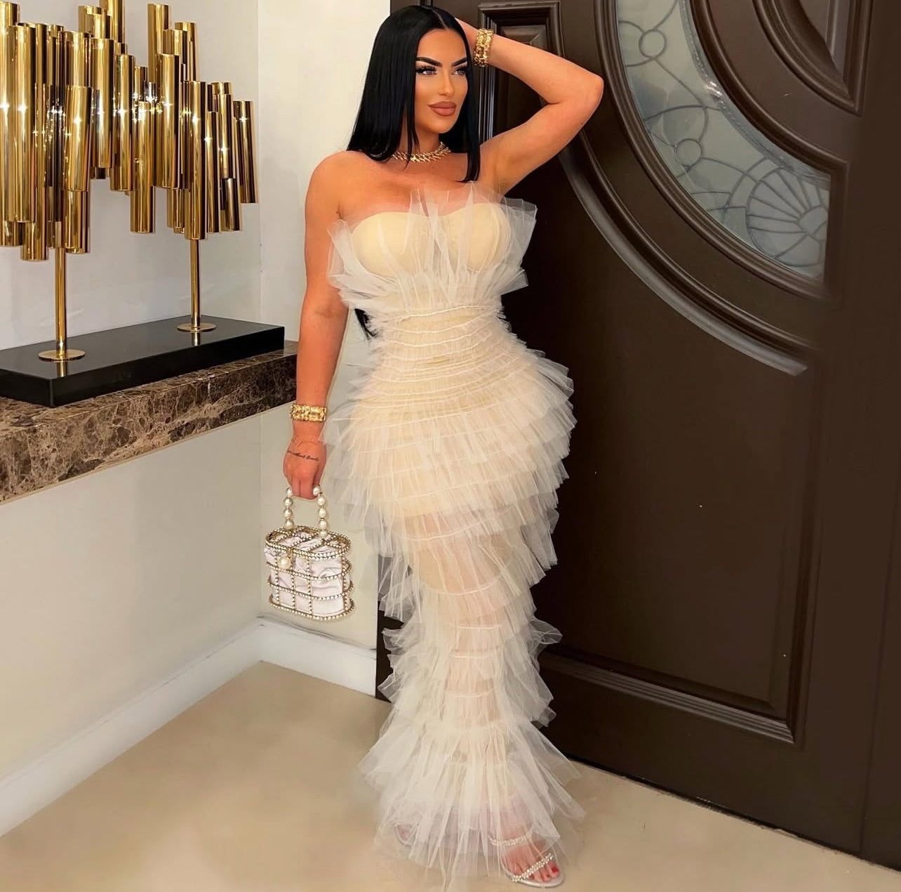 Crystin glam tulle long dress