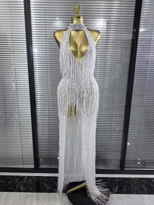 Ferrani tassels high split dress