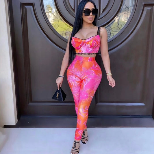 Bahama breeze leaf legging set