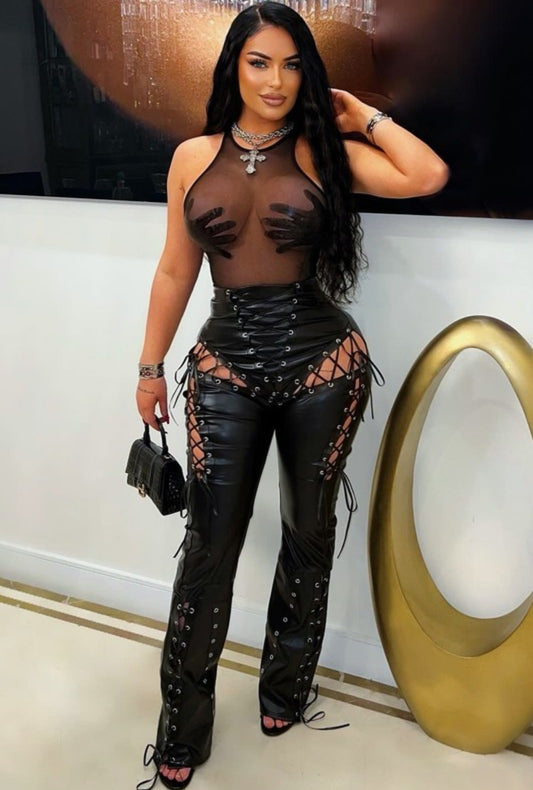 Too lacey leather pants