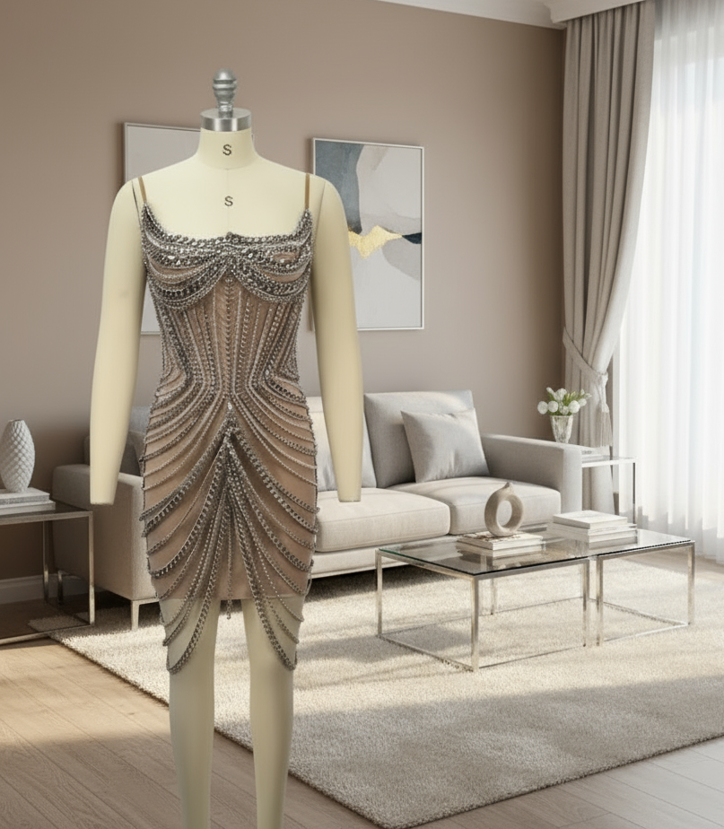 Uchalisi chain matrix glam dress