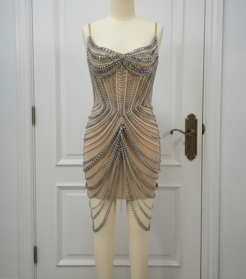 Uchalisi chain matrix glam dress