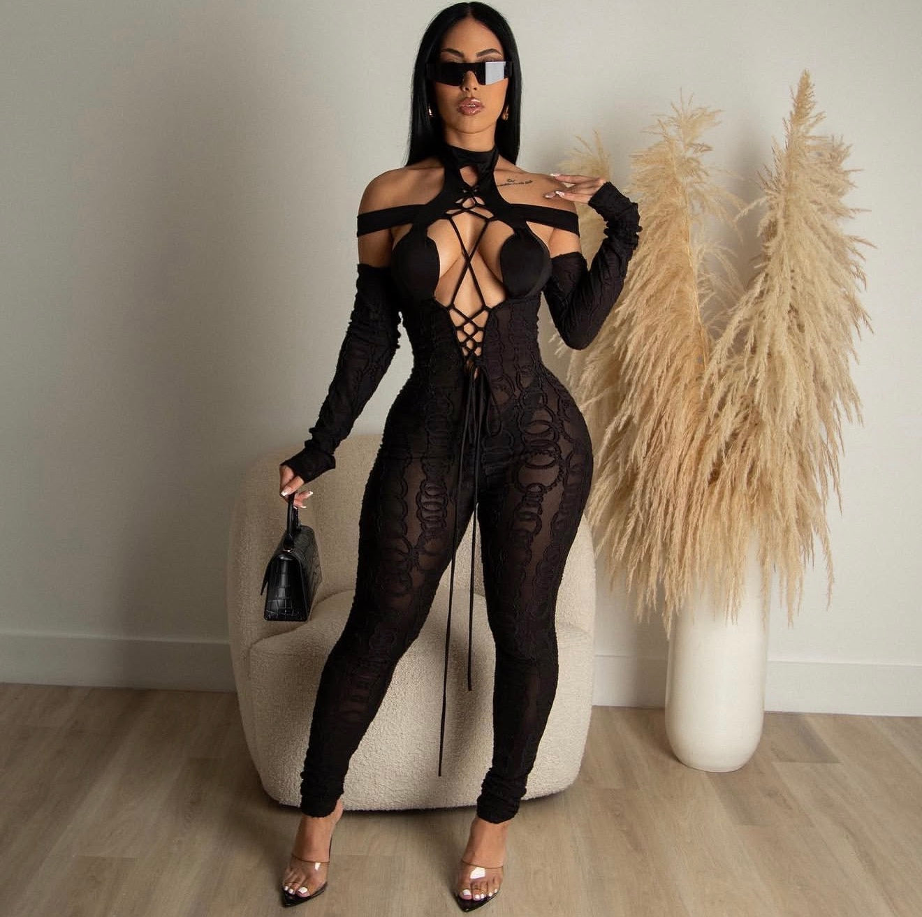 Yeviv X string off-shoulder jumpsuit