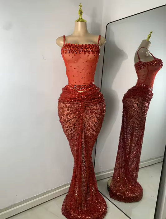 Reddin jewel sheer skirt set