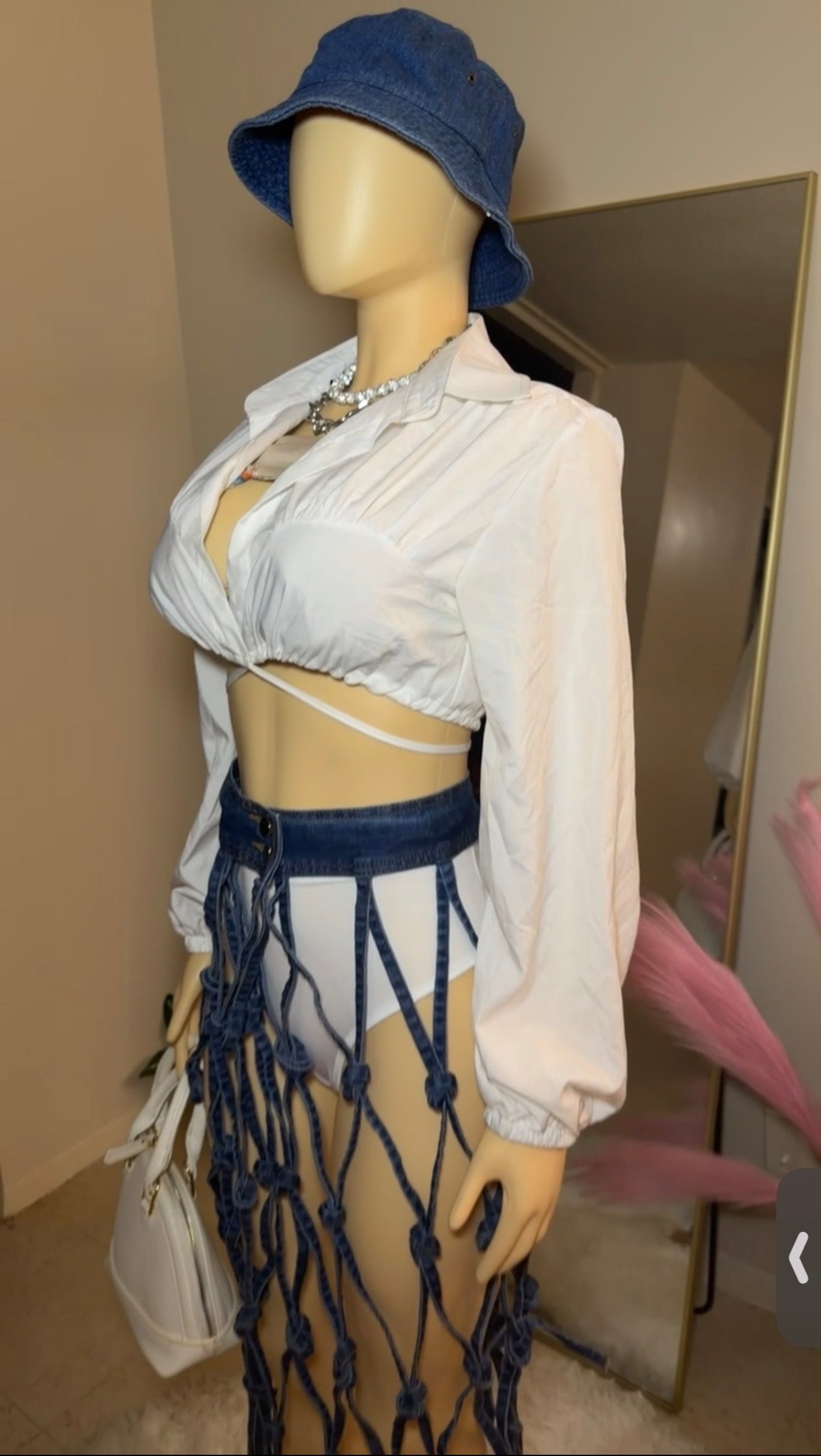Dream-catcher denim coverup skirt