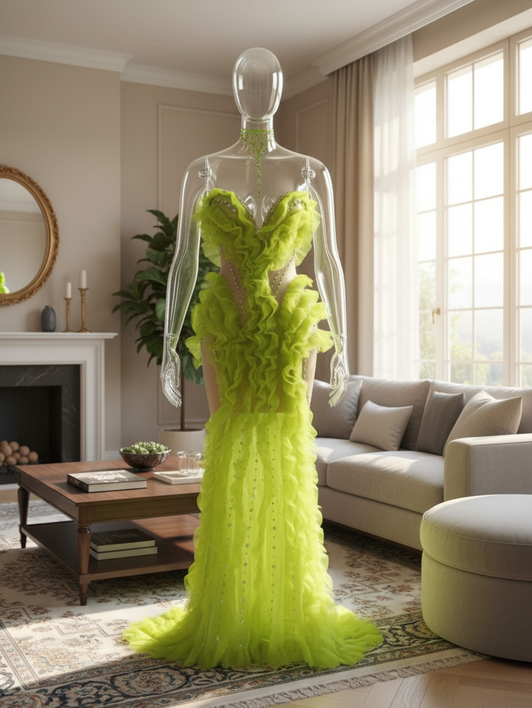 Grinveche choker sheer gown