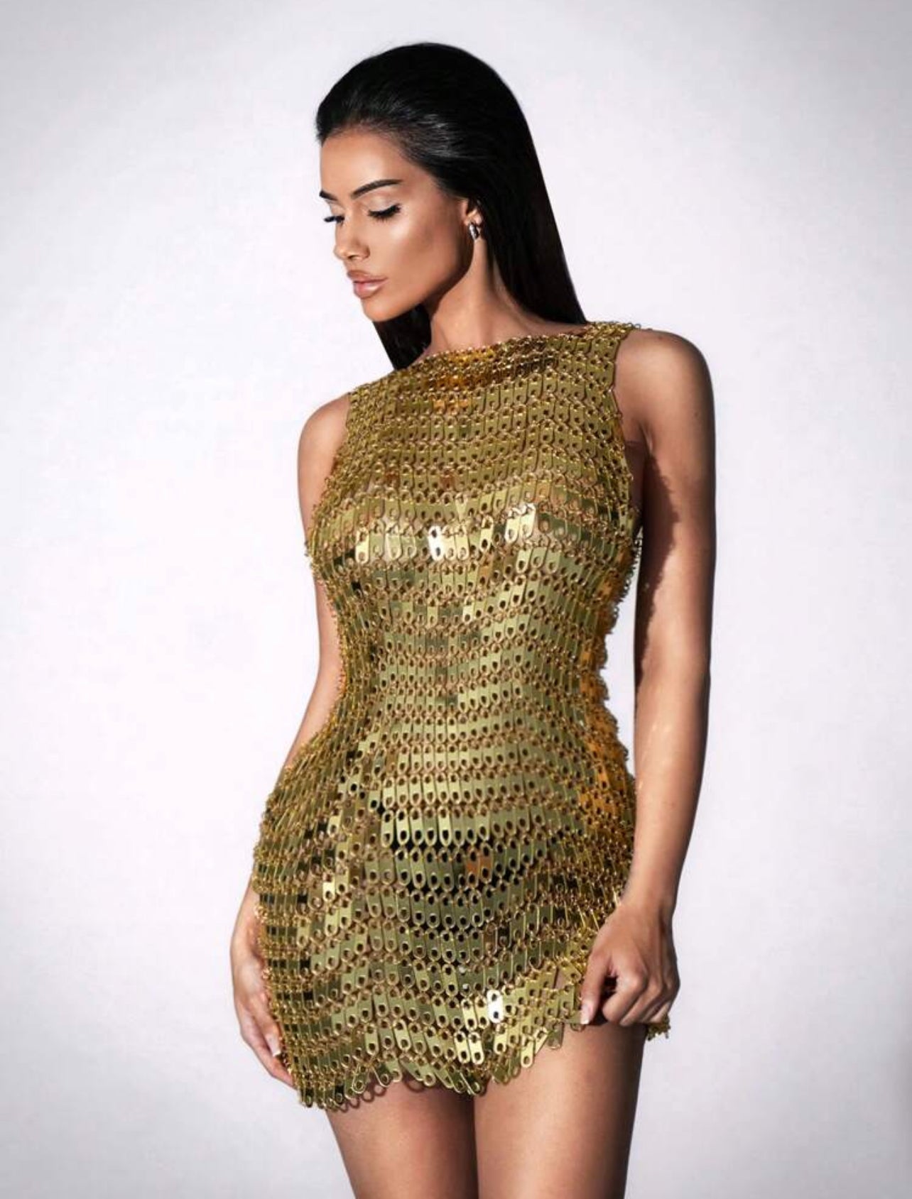 Gizzell metal chain mini dress