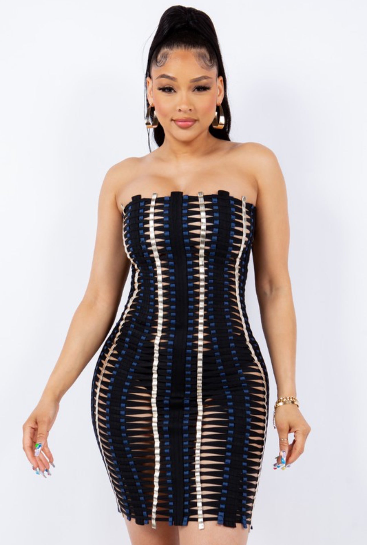 Xelicot riveted tube dress-black