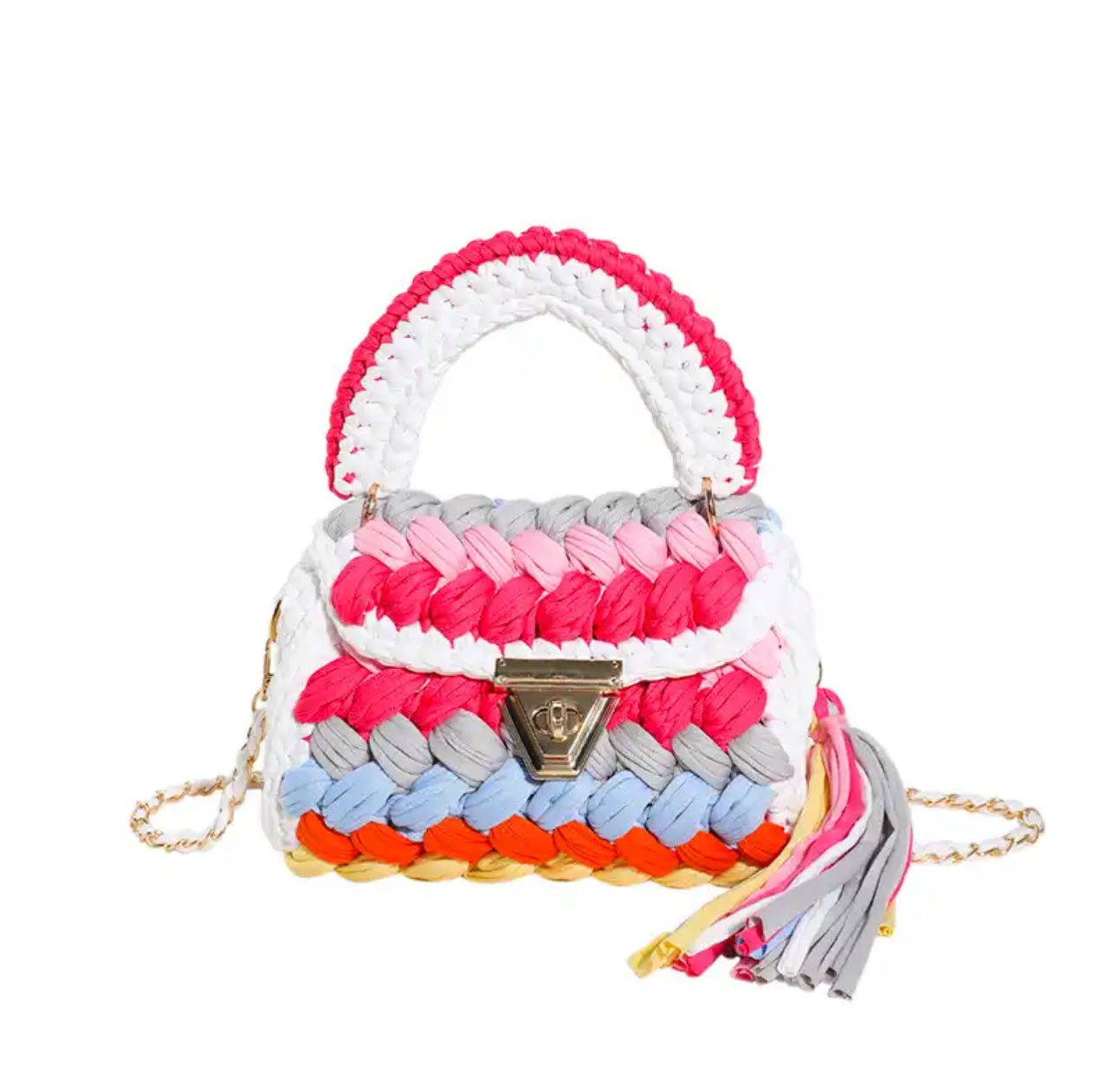 Colorfill weave tassel purse