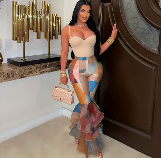 Geomi multi frill pants