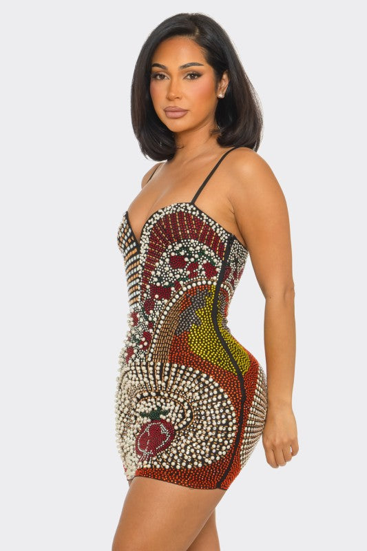 Guadi embellish arch mini dress