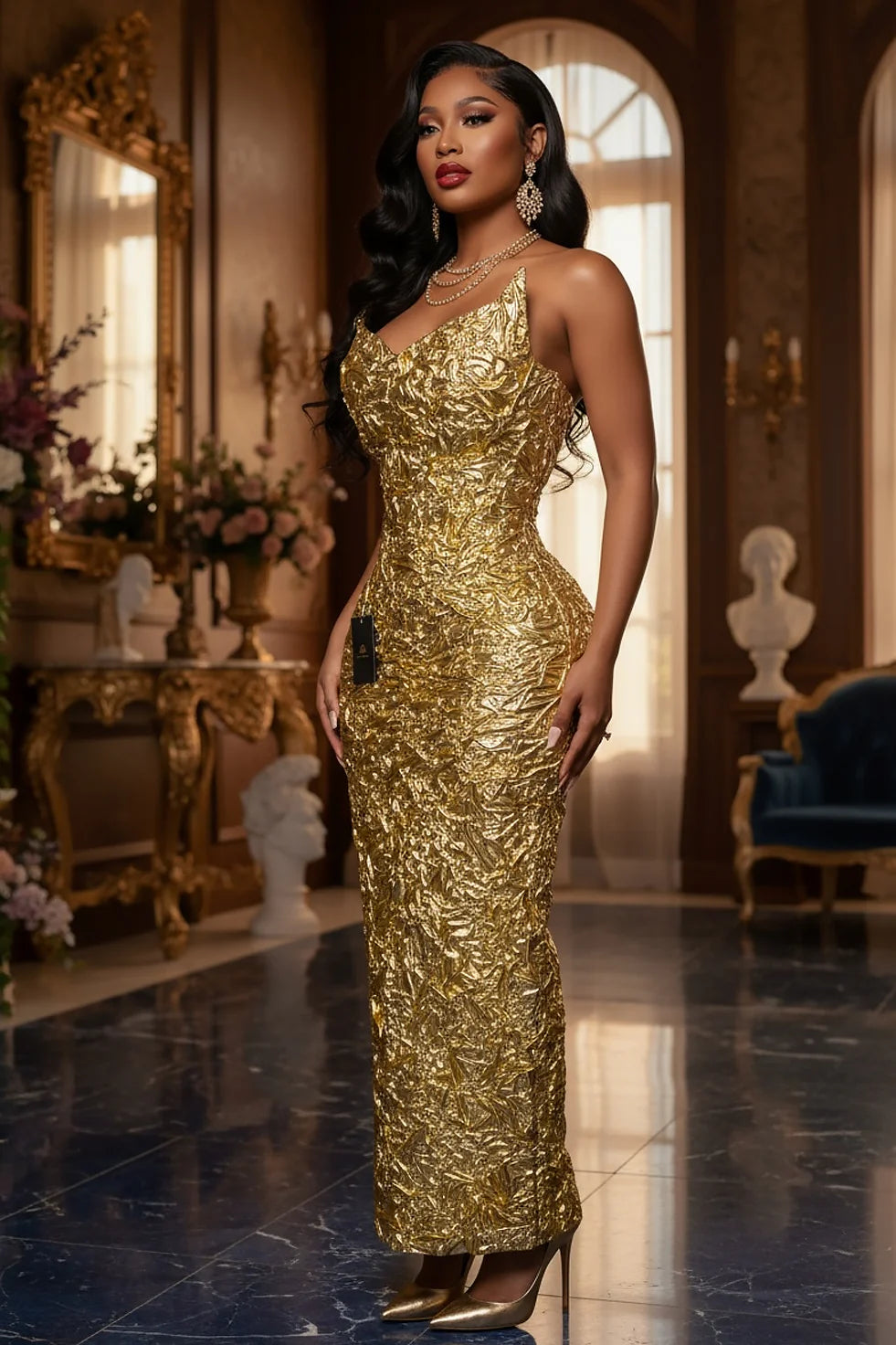 Monarch Crinkled Edged Glam Dress