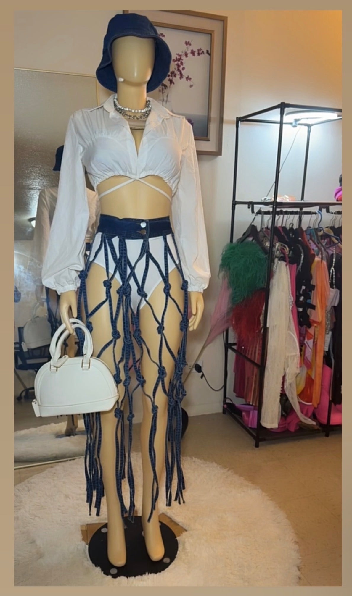 Dream-catcher denim coverup skirt
