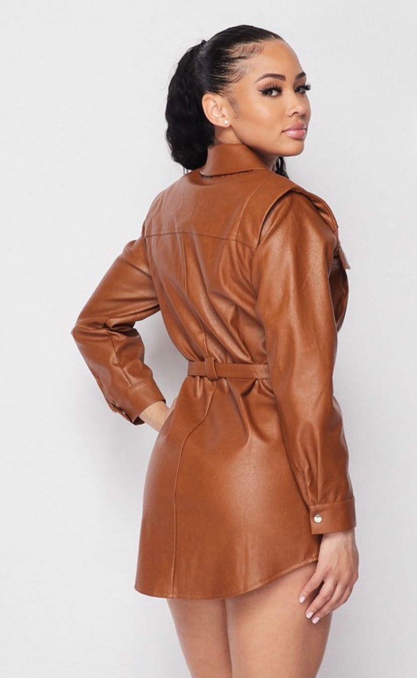 Jet leather jacket mini dress
