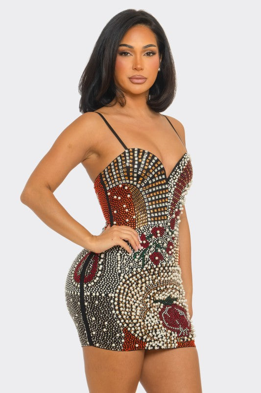 Guadi embellish arch mini dress