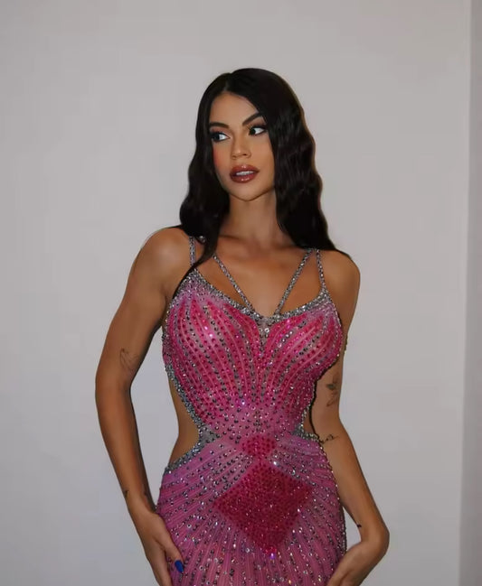 Nauru straps rhinestones mini dress