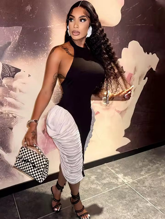 Vanity sleyne ruched mid dress