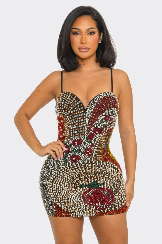 Guadi embellish arch mini dress