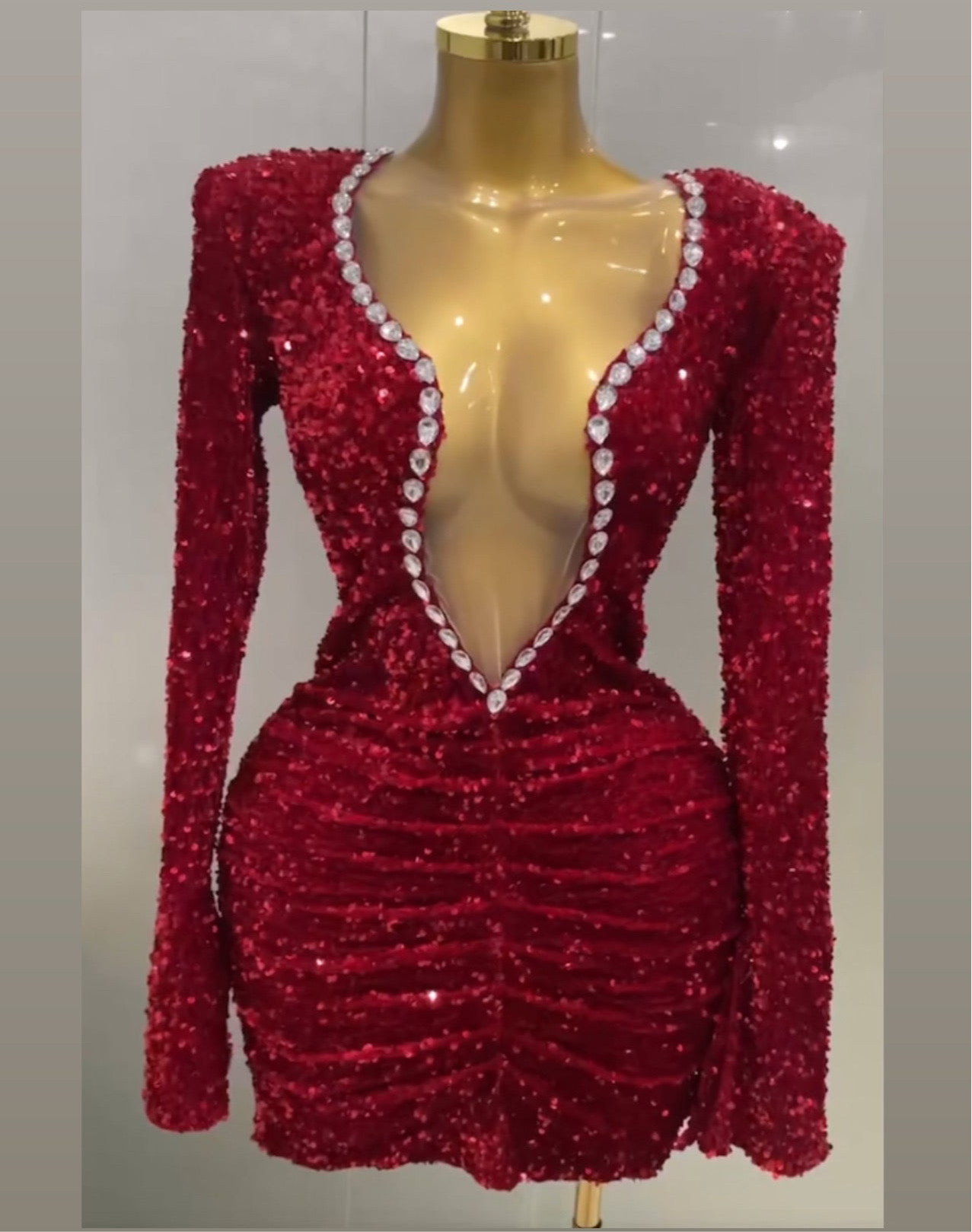 Ockacha sequin deep v mini dress