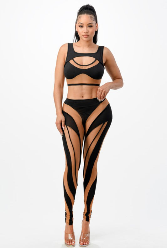 Herviri outline sheer leggings set