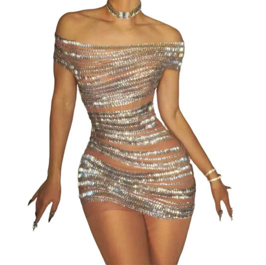 Verrone gem rhinestones dress