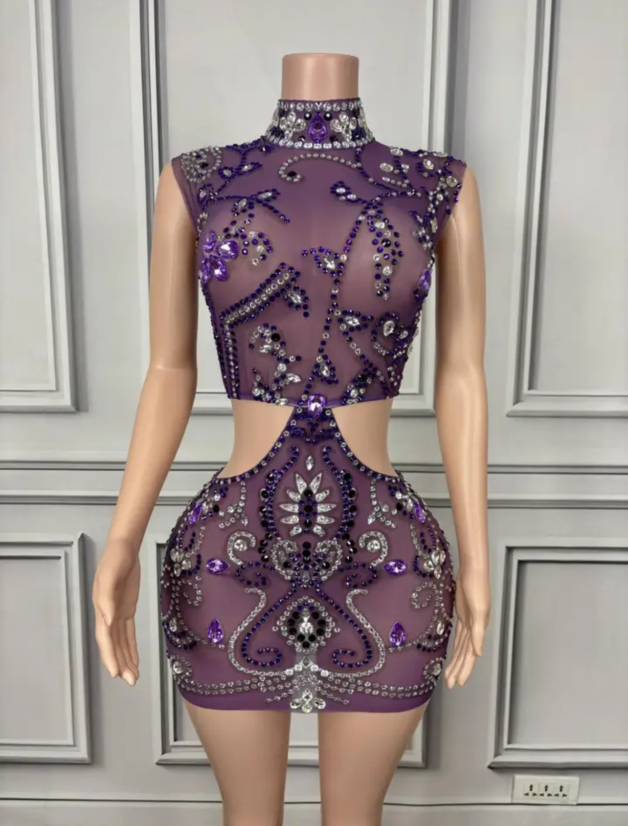 Purpelie bejewel mini dress