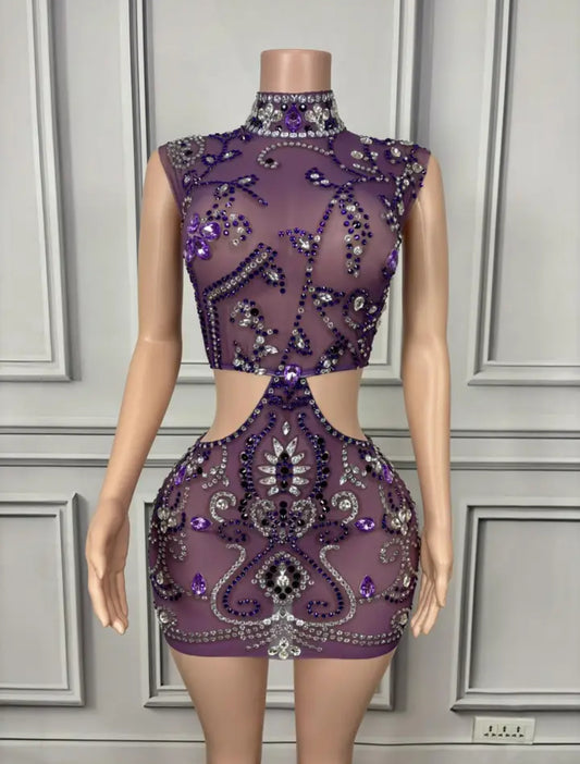 Purpelie bejewel mini dress