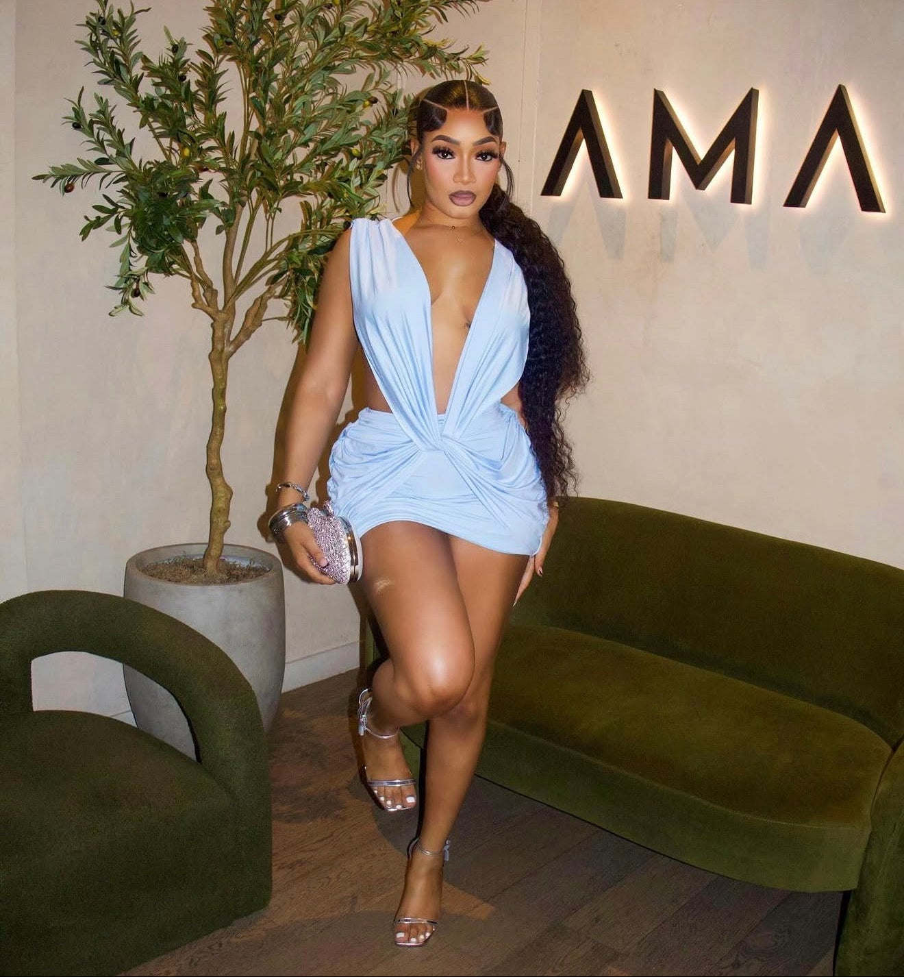 Yvonni X cut mini dress