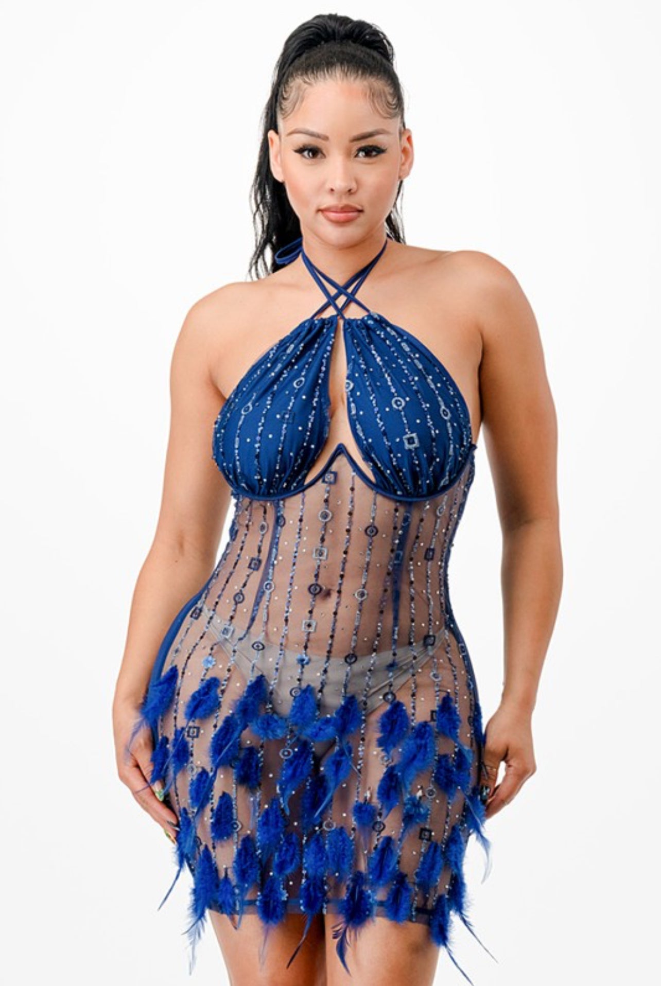 Dreamsia feather mini dress