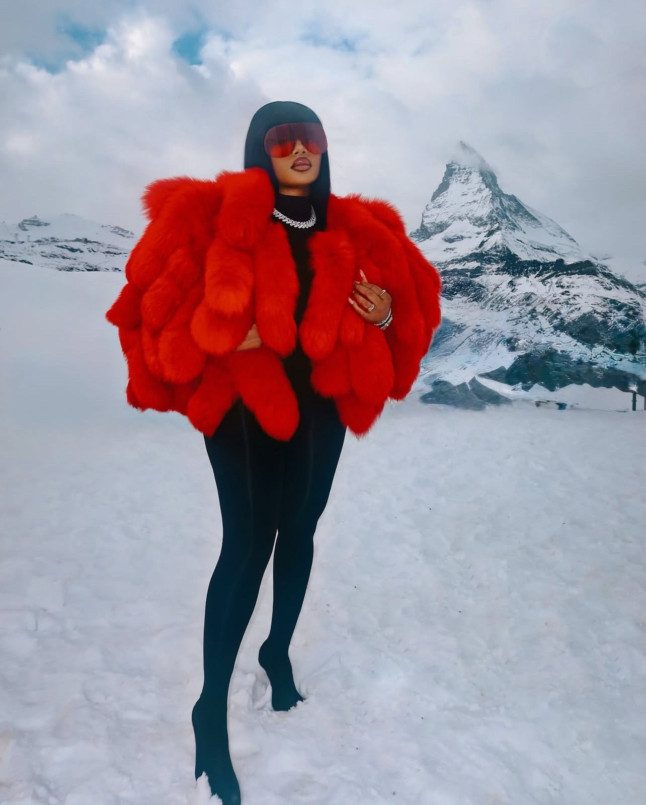 Cavani fox-tail overall fur jacket