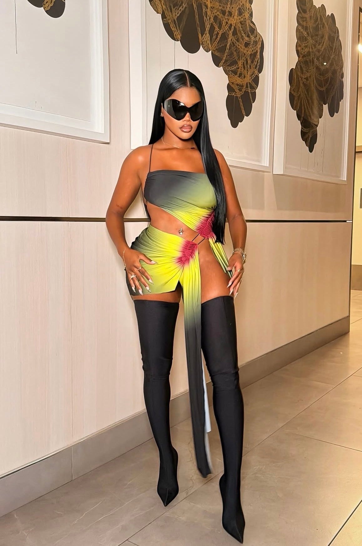 ILaizor splice ombré mini dress