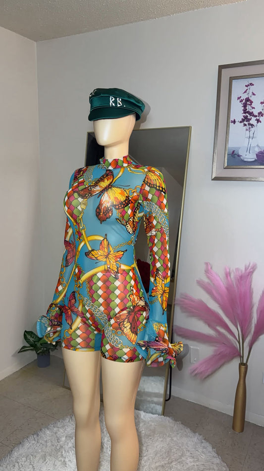 Flyari flare sleeves romper