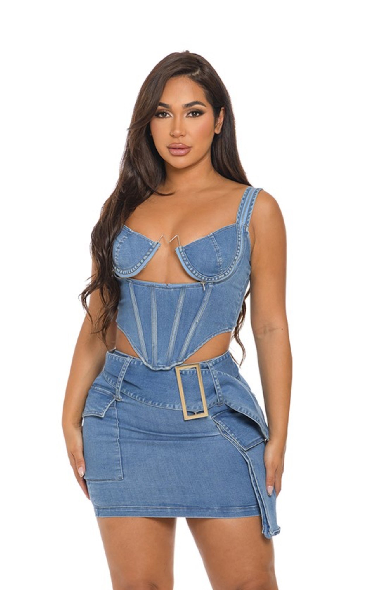 Tenhini denim crystal jumpsuit
