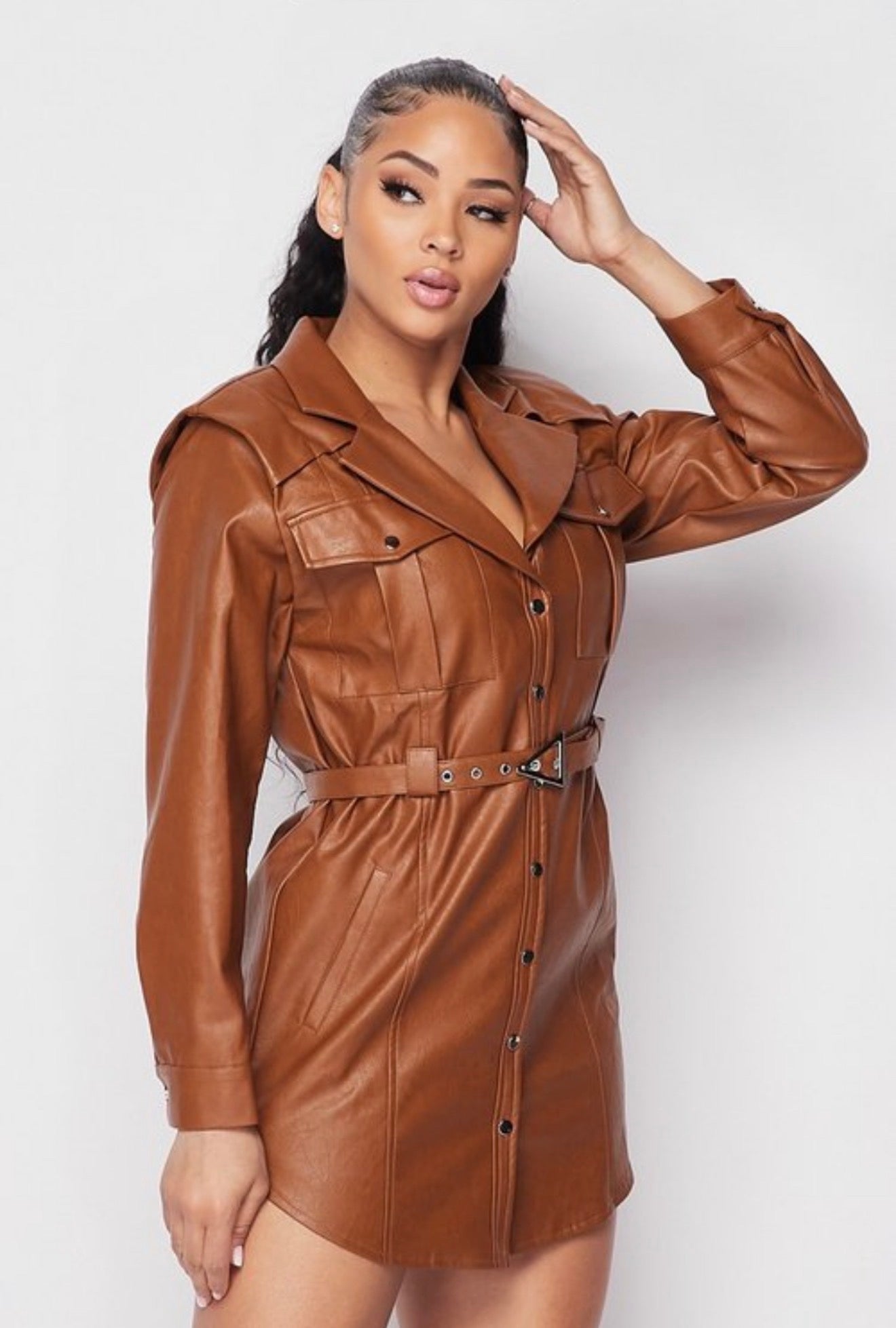 Jet leather jacket mini dress