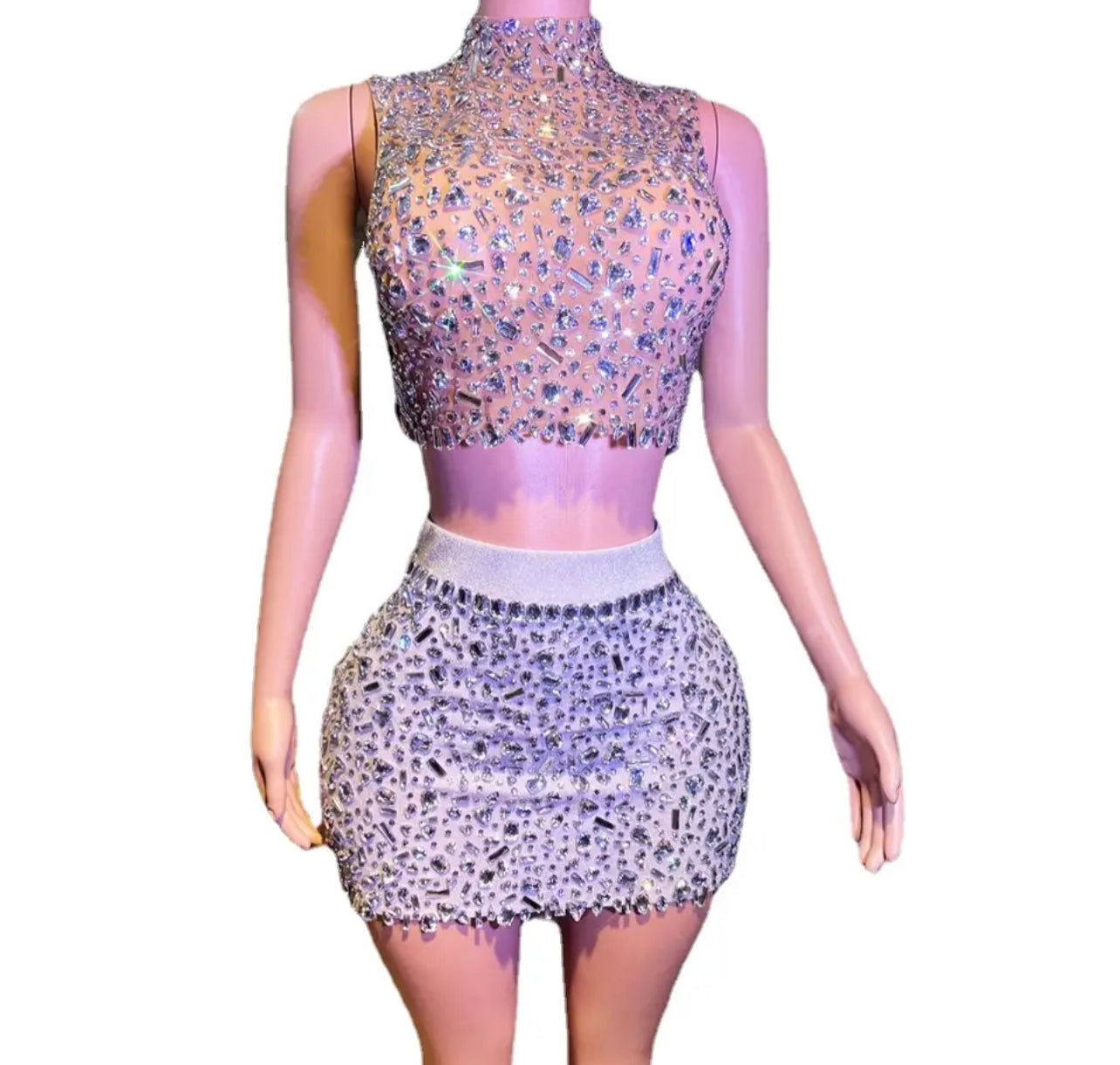 Ice bejeweled skirt set