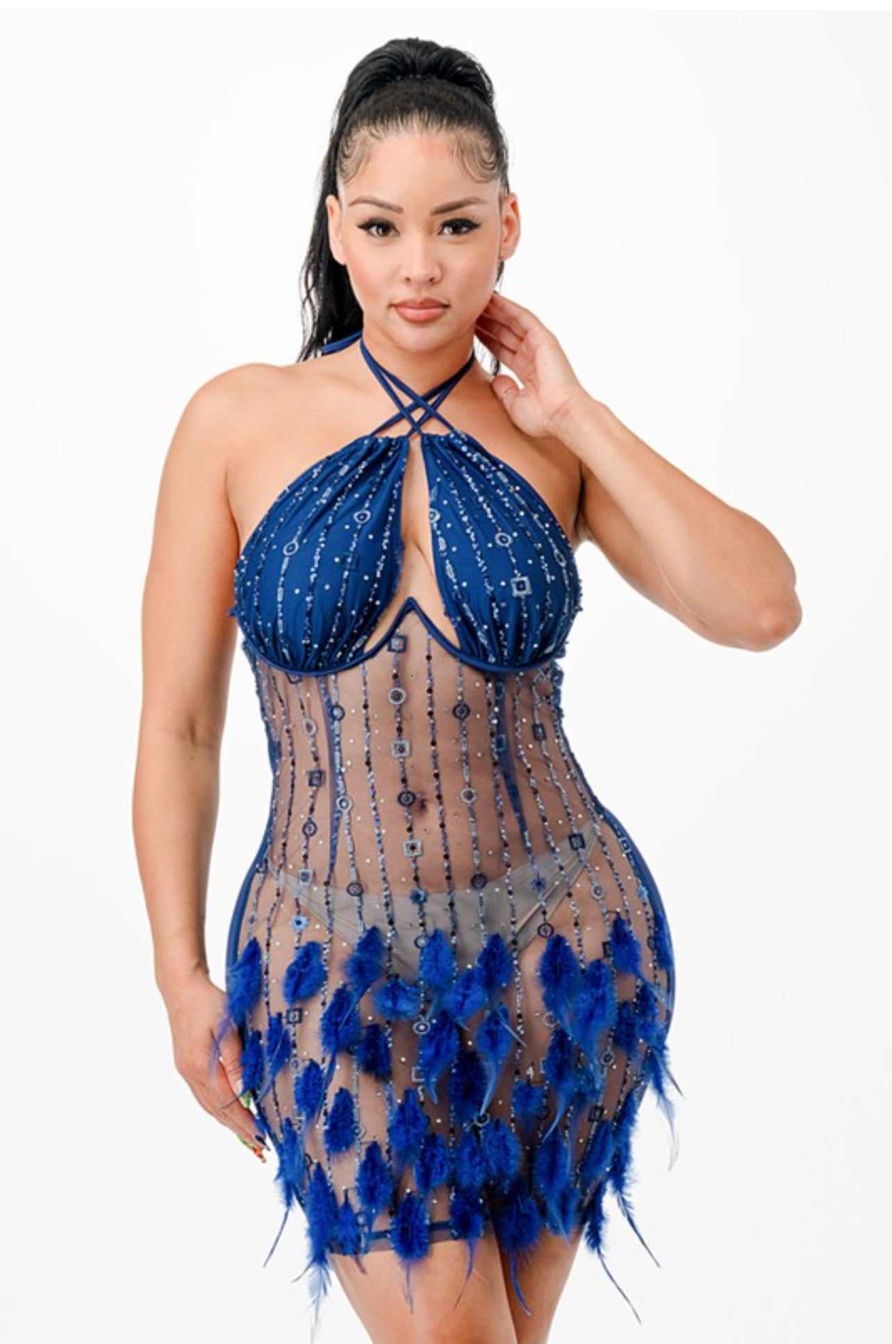 Dreamsia feather mini dress