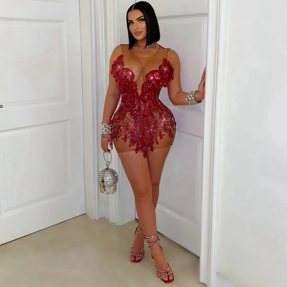 Karriqi V glam mini dress