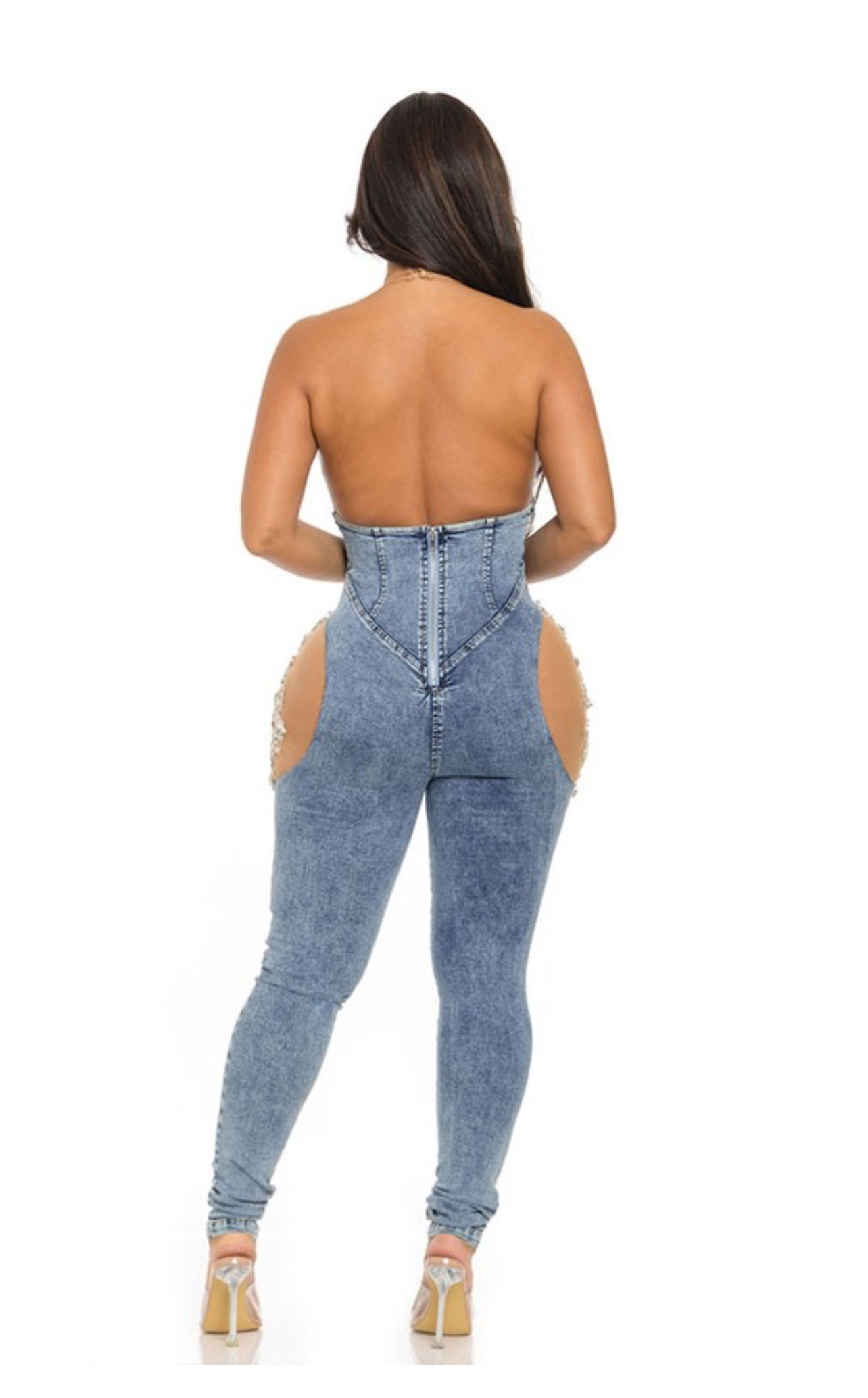 Tenhini denim crystal jumpsuit