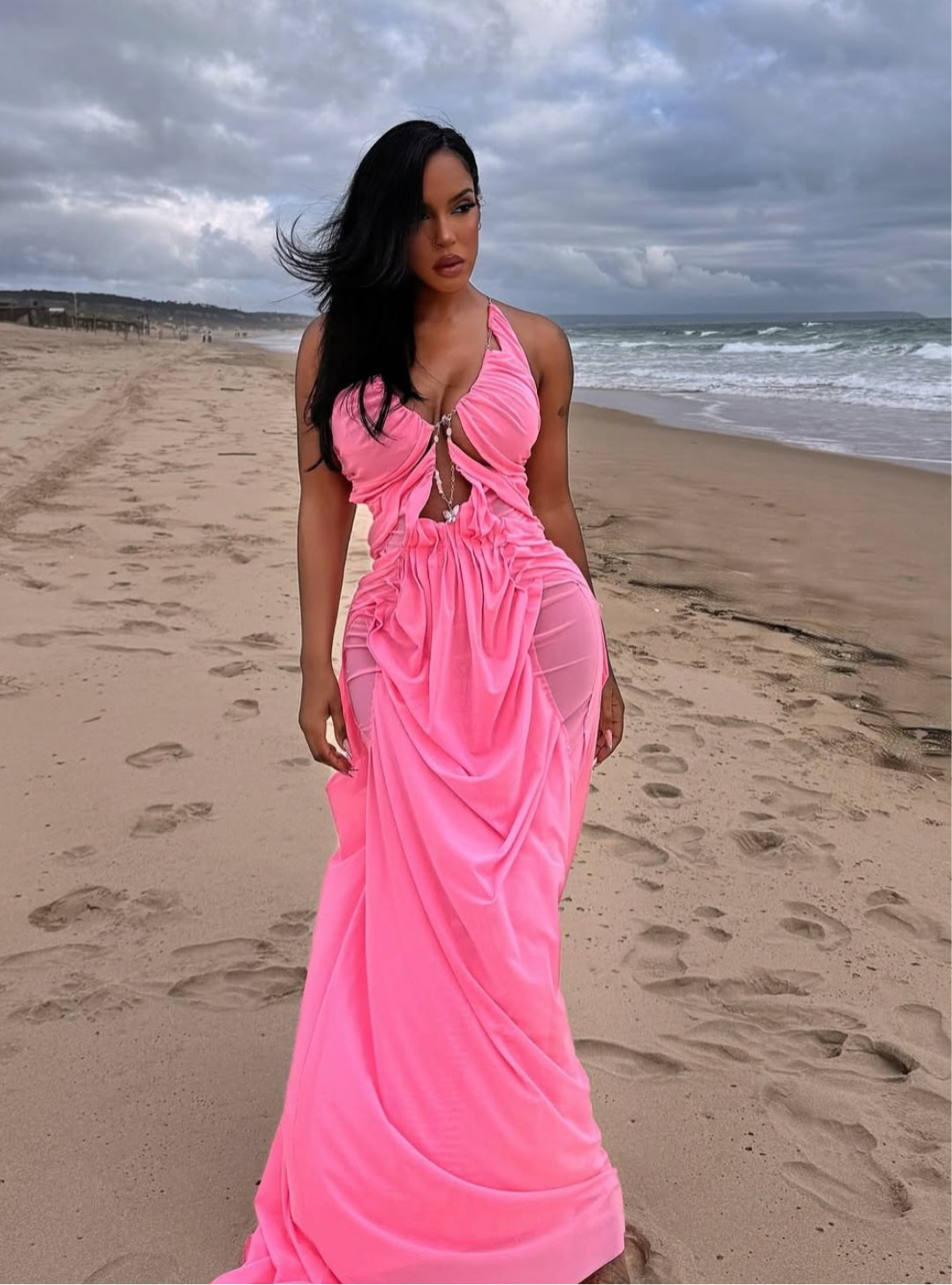 Nirvana veil sheer layered long dress