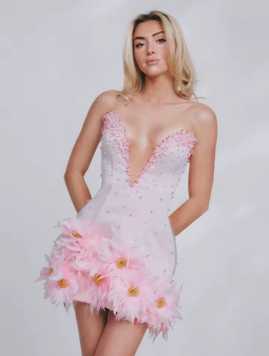 Ferrona floral deep v mini dress