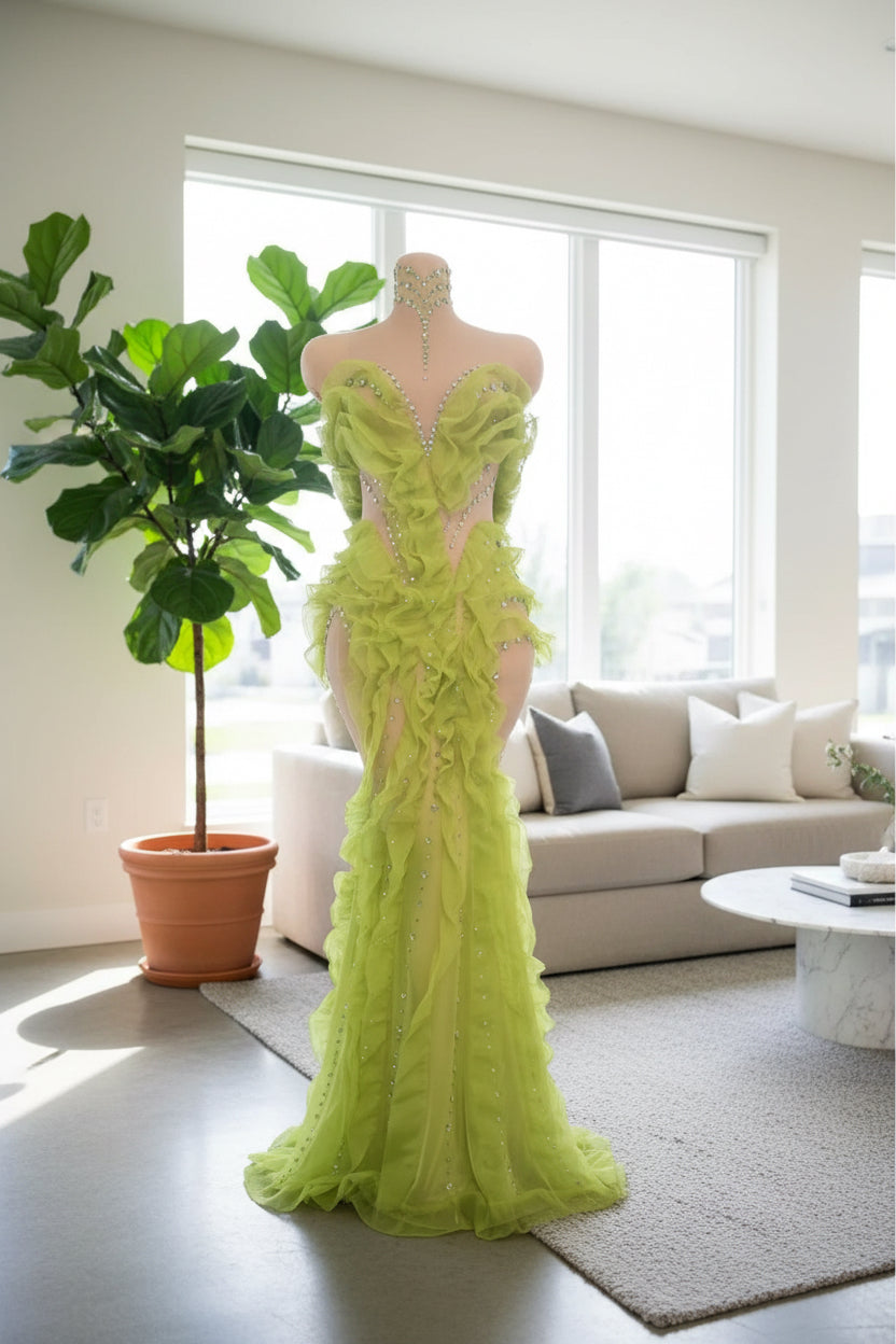 Grinveche choker sheer gown