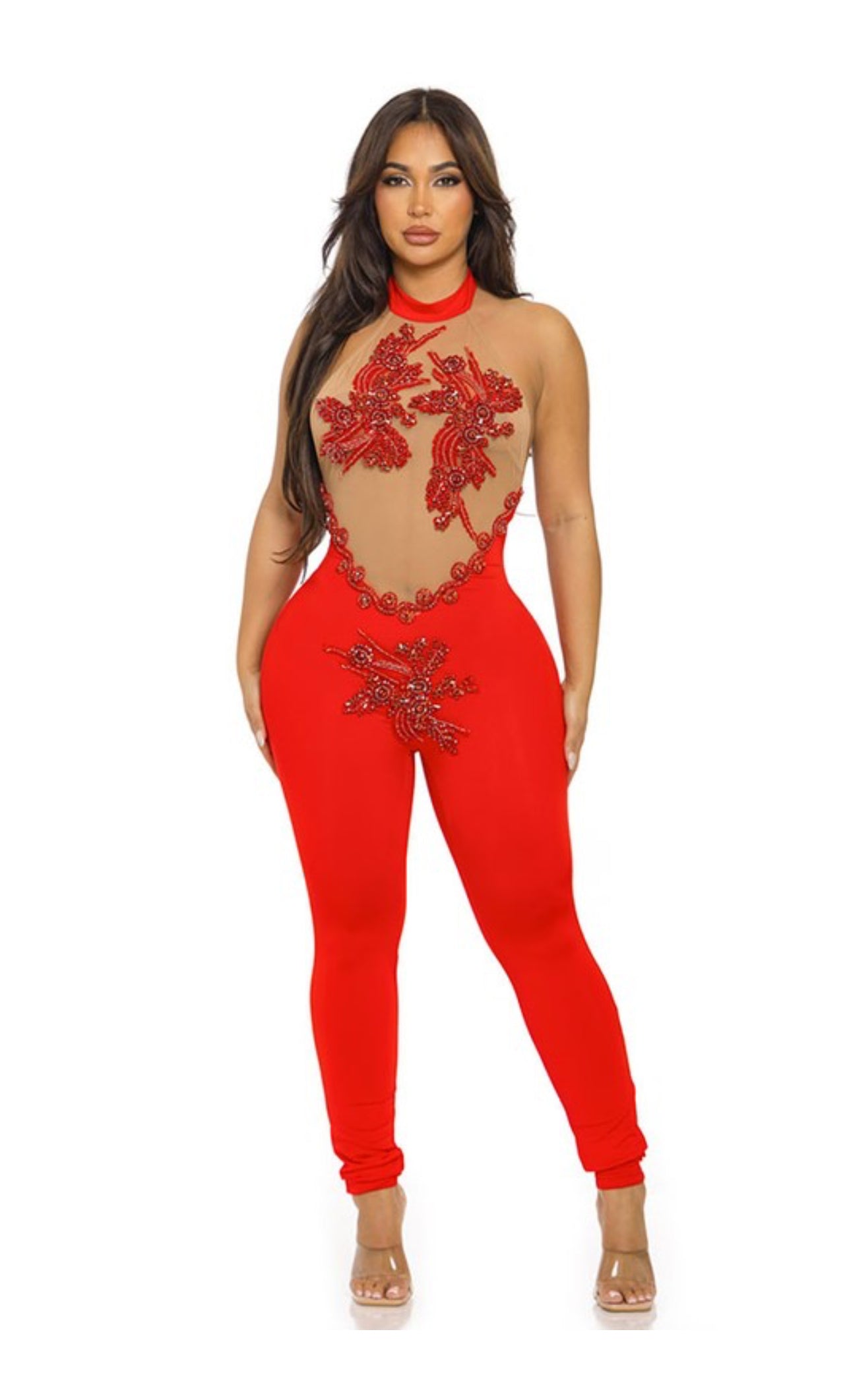 Unalissi petal halter back jumpsuit